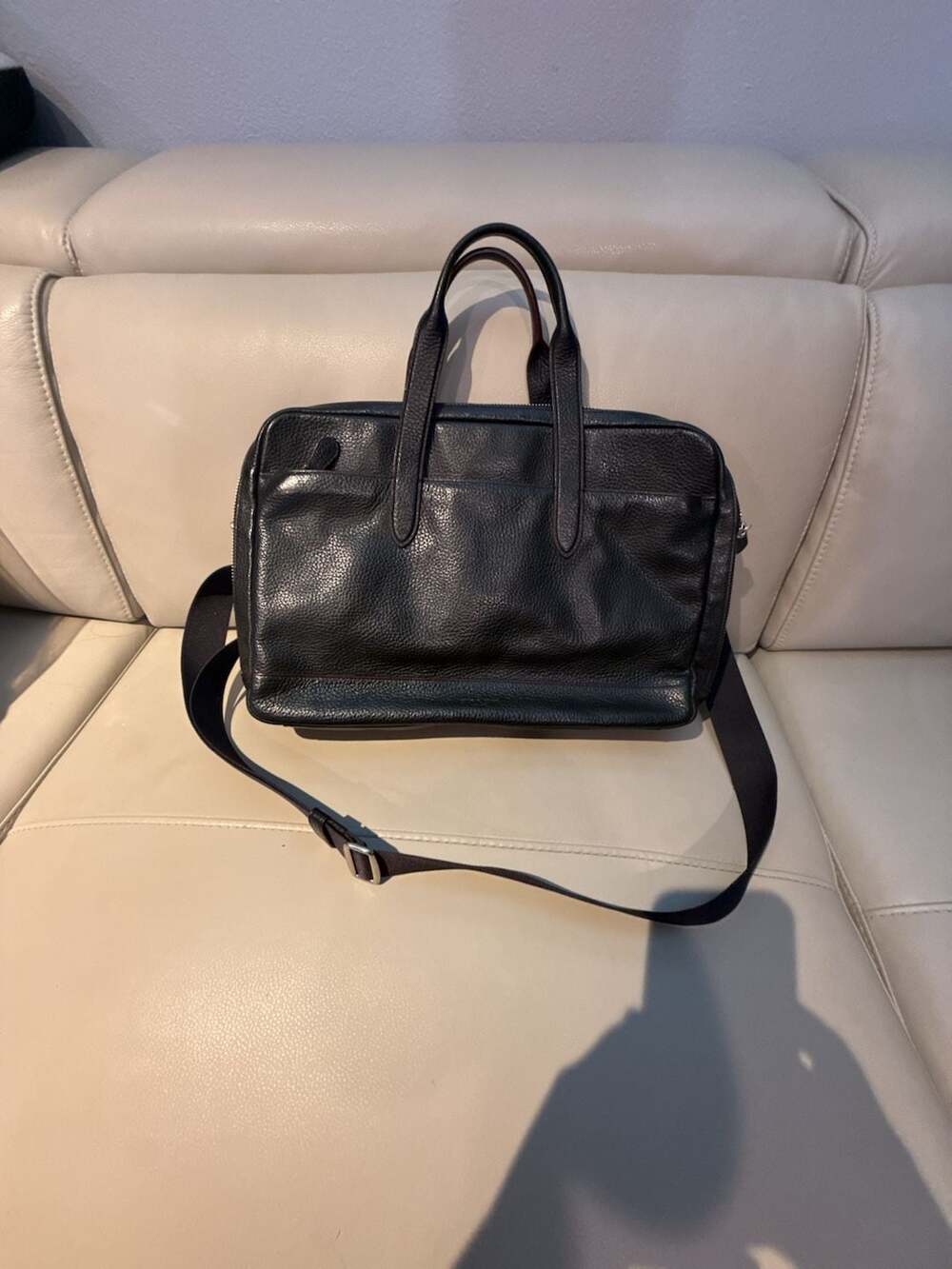 Coach Briefcase | Black Pebbled Leather